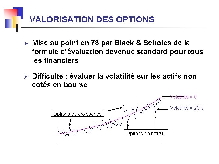 VALORISATION DES OPTIONS Ø Mise au point en 73 par Black & Scholes de