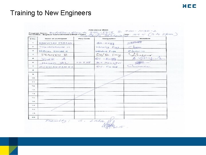 Training to New Engineers 