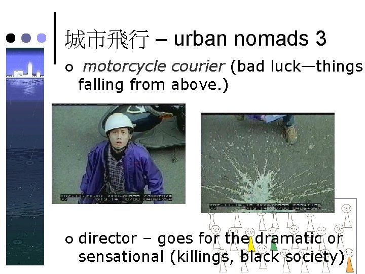 城市飛行 – urban nomads 3 ¢ ¢ motorcycle courier (bad luck—things falling from above. 城市飛行 – urban nomads 3 ¢ ¢ motorcycle courier (bad luck—things falling from above.