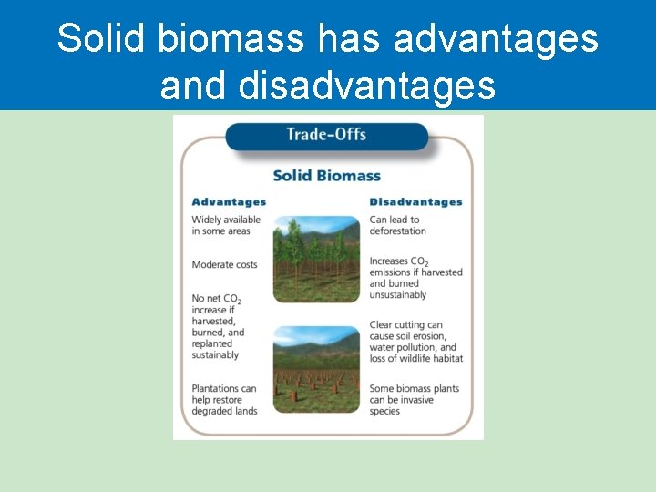 Solid biomass has advantages and disadvantages Solid biomass has advantages and disadvantages