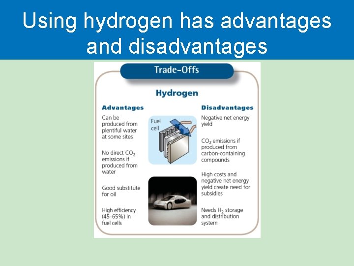Using hydrogen has advantages and disadvantages Using hydrogen has advantages and disadvantages