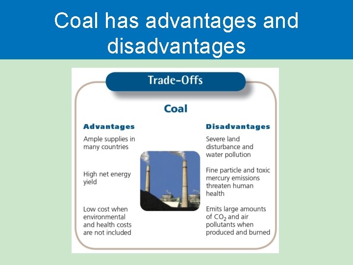 Coal has advantages and disadvantages Coal has advantages and disadvantages