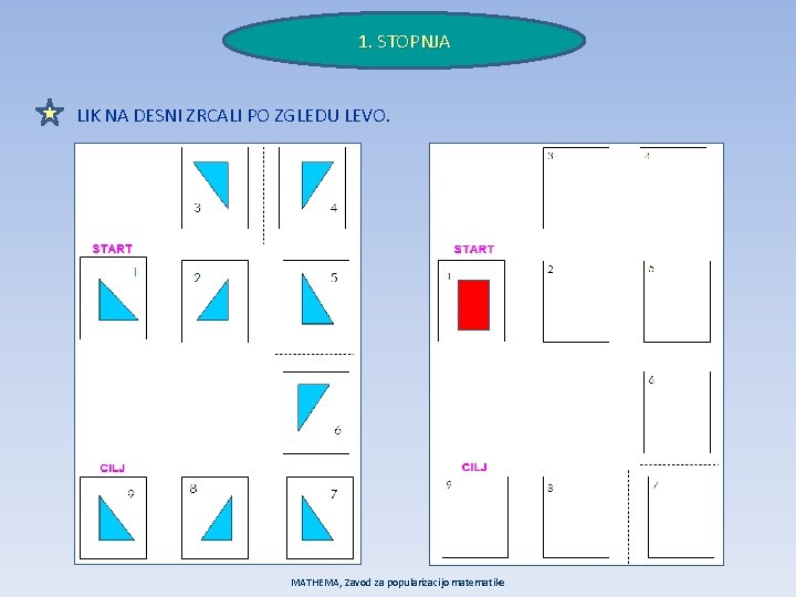 1. STOPNJA LIK NA DESNI ZRCALI PO ZGLEDU LEVO. MATHEMA, Zavod za popularizacijo matematike