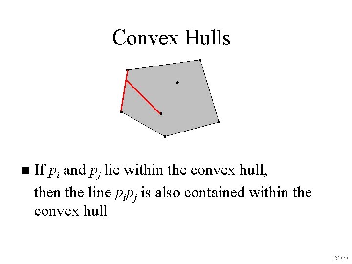 Convex Hulls n If pi and pj lie within the convex hull, then the