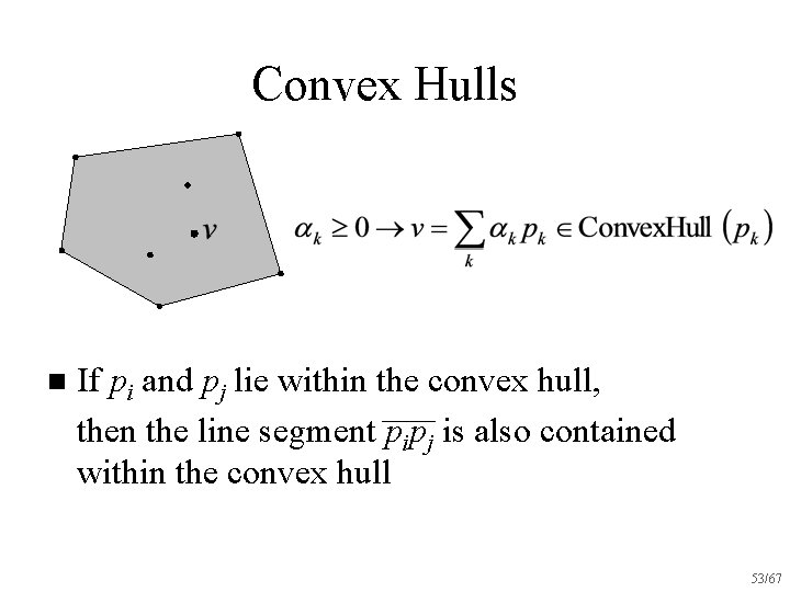 Convex Hulls n If pi and pj lie within the convex hull, then the