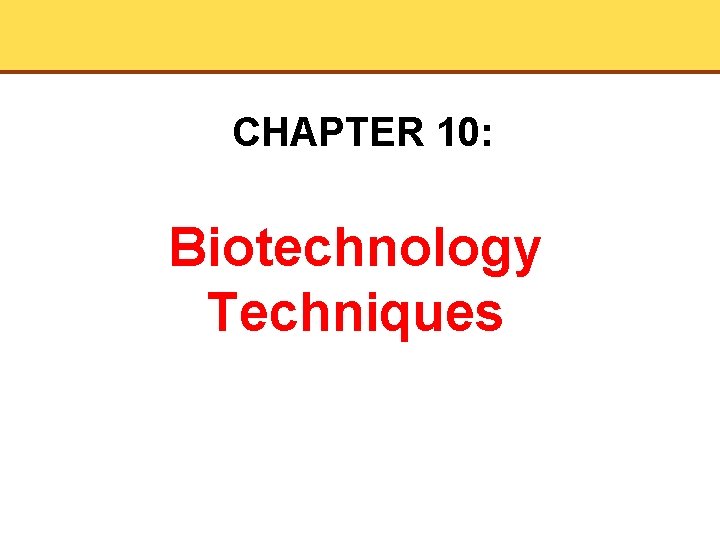 CHAPTER 10: Biotechnology Techniques 