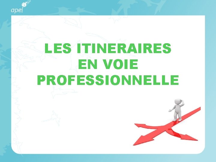 LES ITINERAIRES EN VOIE PROFESSIONNELLE 