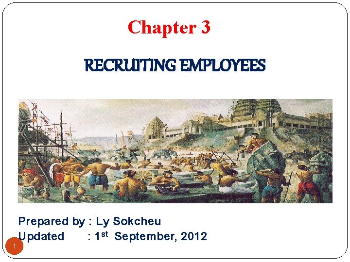 Chapter 3 RECRUITING EMPLOYEES 1 Prepared by : Ly Sokcheu Updated : 1 st