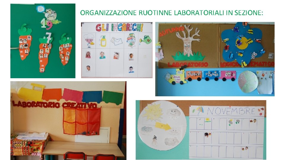 ORGANIZZAZIONE RUOTINNE LABORATORIALI IN SEZIONE: 