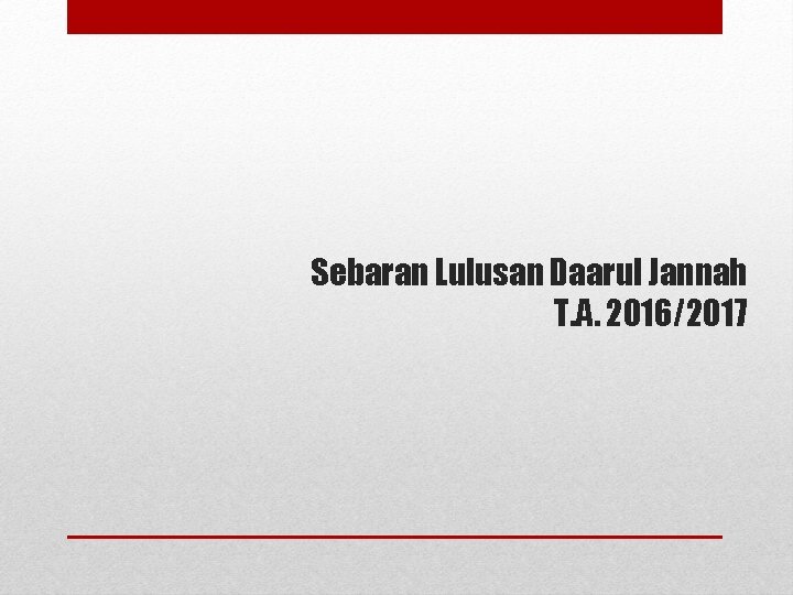 Sebaran Lulusan Daarul Jannah T. A. 2016/2017 