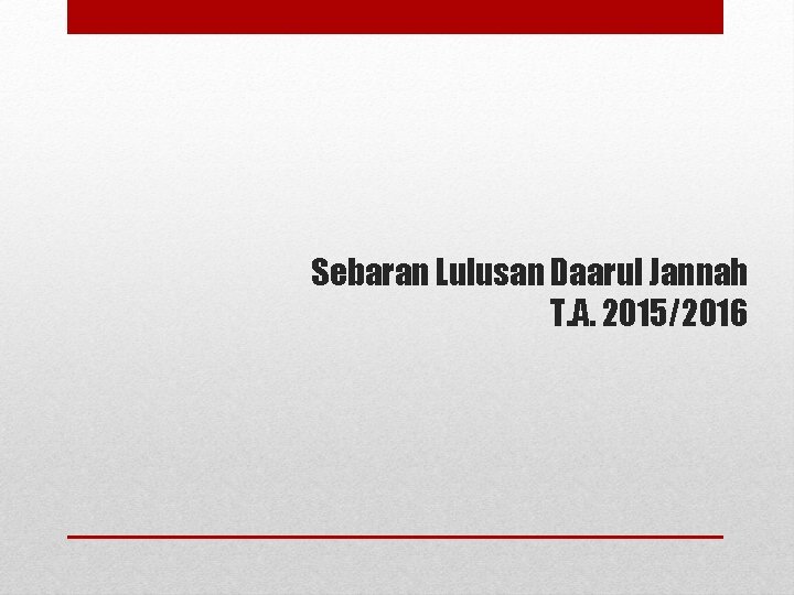 Sebaran Lulusan Daarul Jannah T. A. 2015/2016 