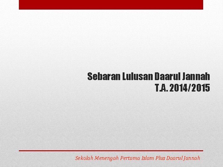 Sebaran Lulusan Daarul Jannah T. A. 2014/2015 Sekolah Menengah Pertama Islam Plus Daarul Jannah
