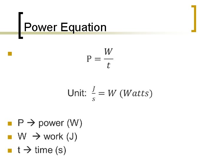 Power Equation n 