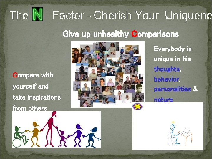 The Factor - Cherish Your Uniquene Give up unhealthy Comparisons yourself and Everybody is The Factor - Cherish Your Uniquene Give up unhealthy Comparisons yourself and Everybody is