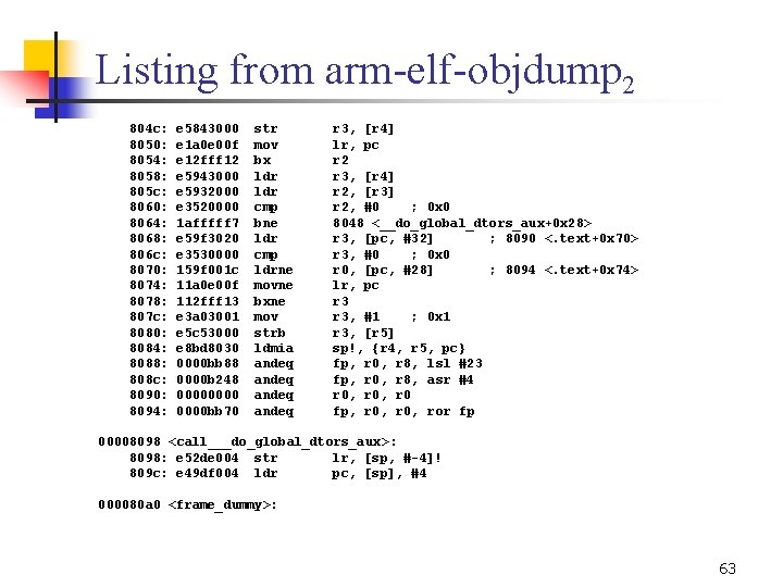 Listing from arm elf objdump 2 804 c: 8050: 8054: 8058: 805 c: 8060: