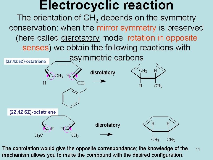 Electrocyclic reaction The orientation of CH 3 depends on the symmetry conservation: when the