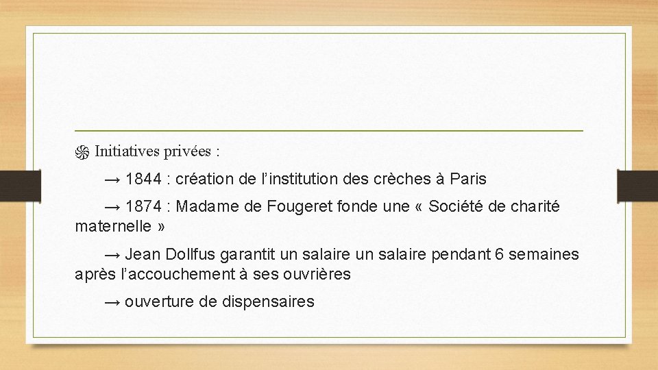 ֍ Initiatives privées : → 1844 : création de l’institution des crèches à Paris ֍ Initiatives privées : → 1844 : création de l’institution des crèches à Paris