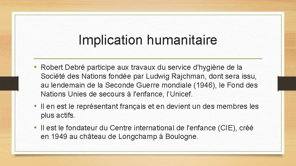 Implication humanitaire • Robert Debré participe aux travaux du service d'hygiène de la Société Implication humanitaire • Robert Debré participe aux travaux du service d'hygiène de la Société