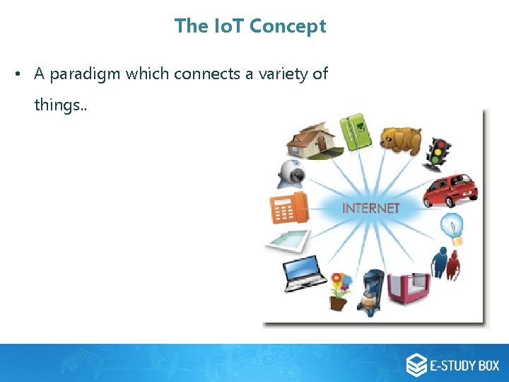 The Io. T Concept • A paradigm which connects a variety of things. . The Io. T Concept • A paradigm which connects a variety of things. .