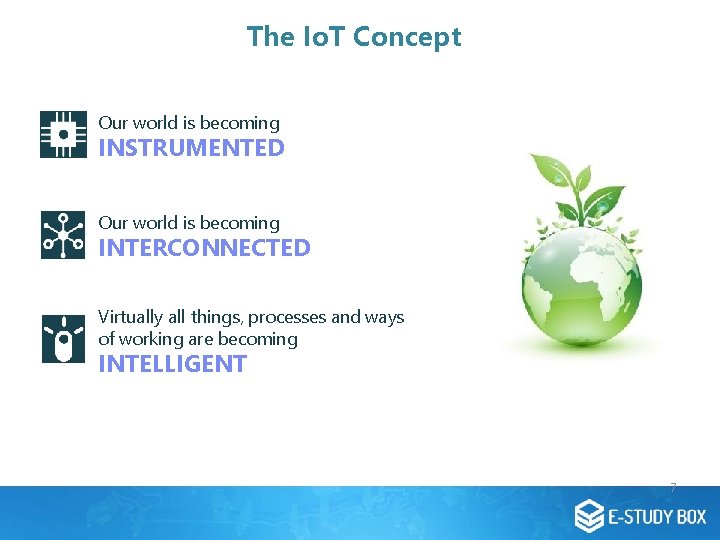 The Io. T Concept Our world is becoming INSTRUMENTED Our world is becoming INTERCONNECTED The Io. T Concept Our world is becoming INSTRUMENTED Our world is becoming INTERCONNECTED