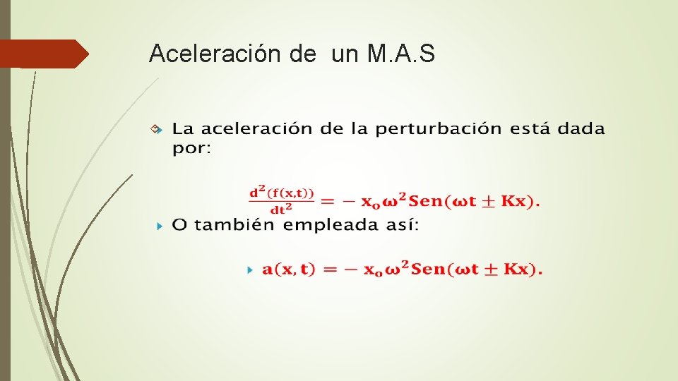 Aceleración de un M. A. S 