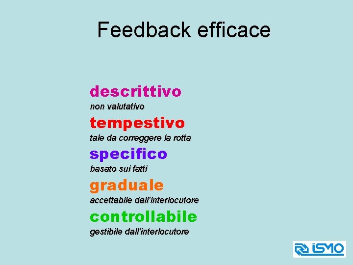 Feedback efficace descrittivo non valutativo tempestivo tale da correggere la rotta specifico basato sui