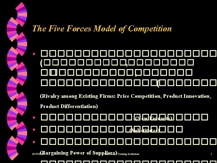 The Five Forces Model of Competition ����������� (��������� , ����������� ( (Rivalry among Existing