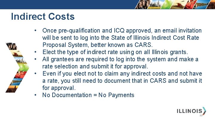 Indirect Costs • Once pre-qualification and ICQ approved, an email invitation will be sent