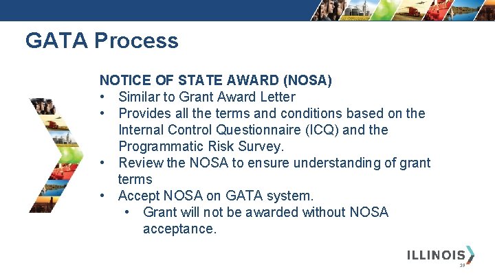 GATA Process NOTICE OF STATE AWARD (NOSA) • Similar to Grant Award Letter •