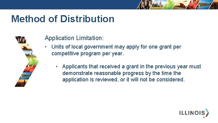 Method of Distribution Application Limitation: • Units of local government may apply for one