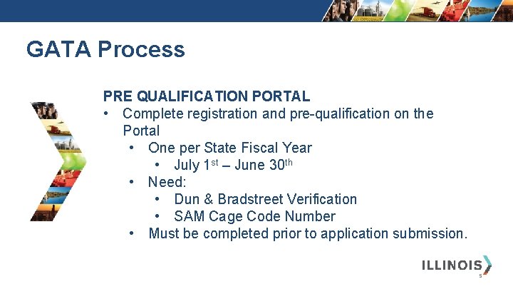 GATA Process PRE QUALIFICATION PORTAL • Complete registration and pre-qualification on the Portal •