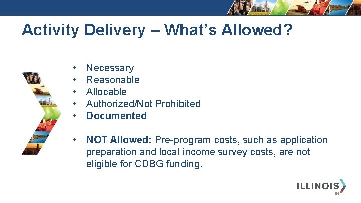 Activity Delivery – What’s Allowed? • • • Necessary Reasonable Allocable Authorized/Not Prohibited Documented