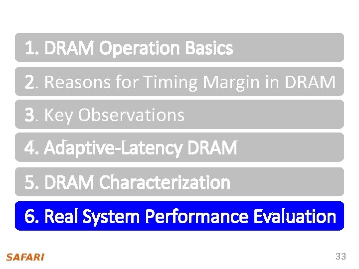 1. DRAM Operation Basics 2. Reasons for Timing Margin in DRAM 3. Key Observations