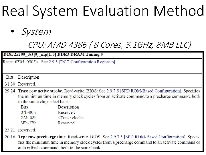 Real System Evaluation Method • System – CPU: AMD 4386 ( 8 Cores, 3.