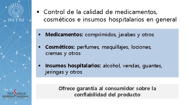 § Control de la calidad de medicamentos, cosméticos e insumos hospitalarios en general §