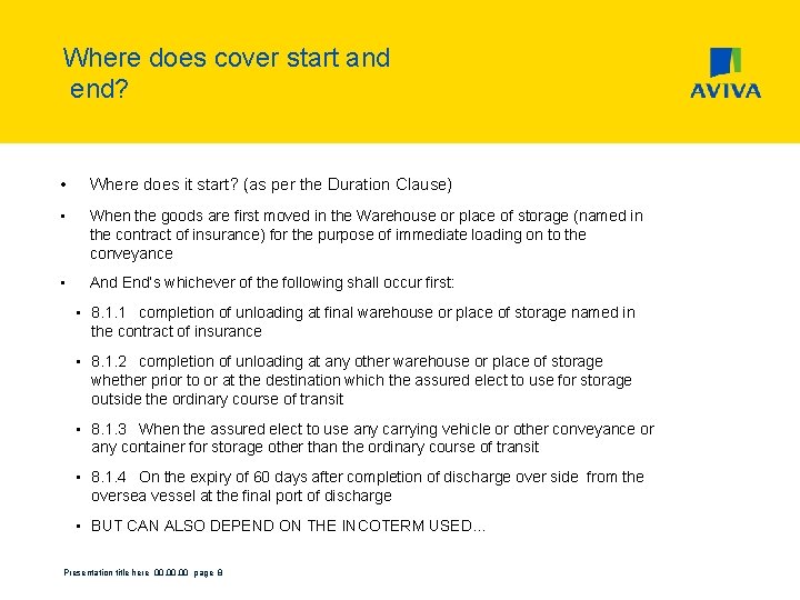 Where does cover start and end? • Where does it start? (as per the