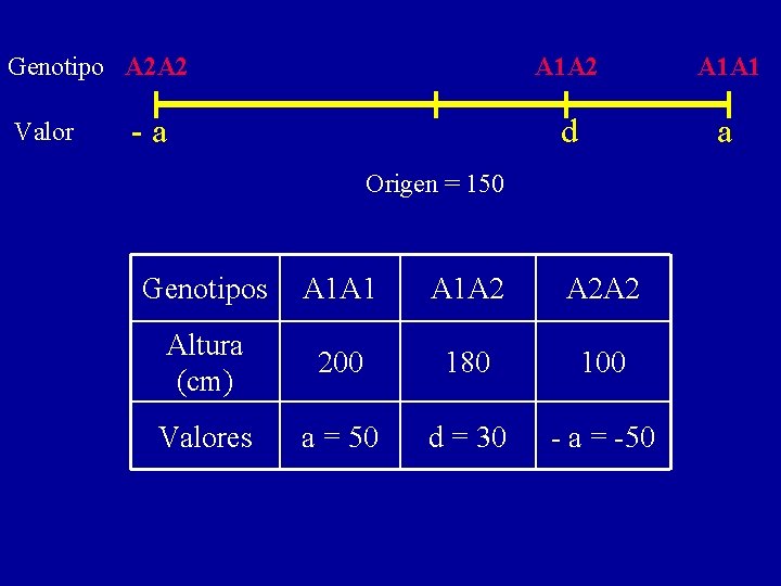 Genotipo A 2 A 2 Valor A 1 A 2 - a d A