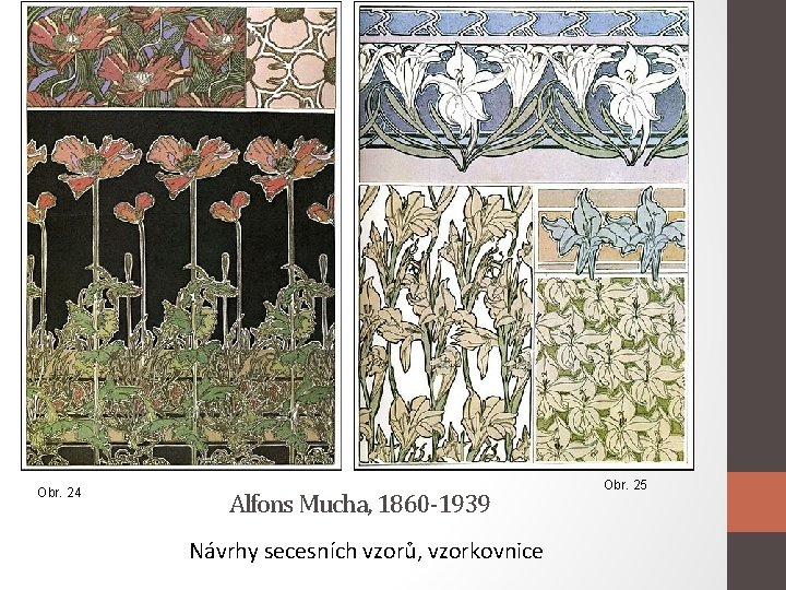 Obr. 24 Alfons Mucha, 1860 -1939 Návrhy secesních vzorů, vzorkovnice Obr. 25 