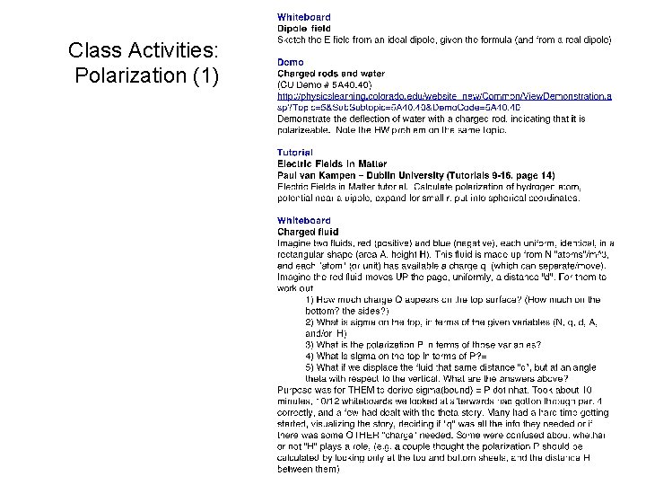 Class Activities: Polarization (1) 