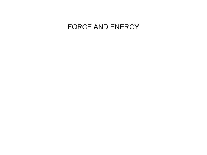 FORCE AND ENERGY 