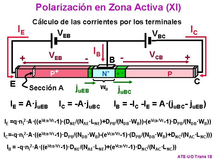 Polarización en Zona Activa (XI) IE Cálculo de las corrientes por los terminales VEB