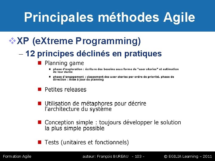Principales méthodes Agile XP (e. Xtreme Programming) – 12 principes déclinés en pratiques Principales méthodes Agile XP (e. Xtreme Programming) – 12 principes déclinés en pratiques