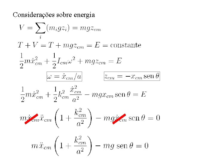 Considerações sobre energia 
