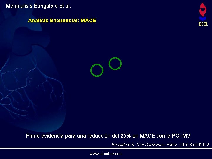 Metanalisis Bangalore et al. Analisis Secuencial: MACE ICR Firme evidencia para una reducción del