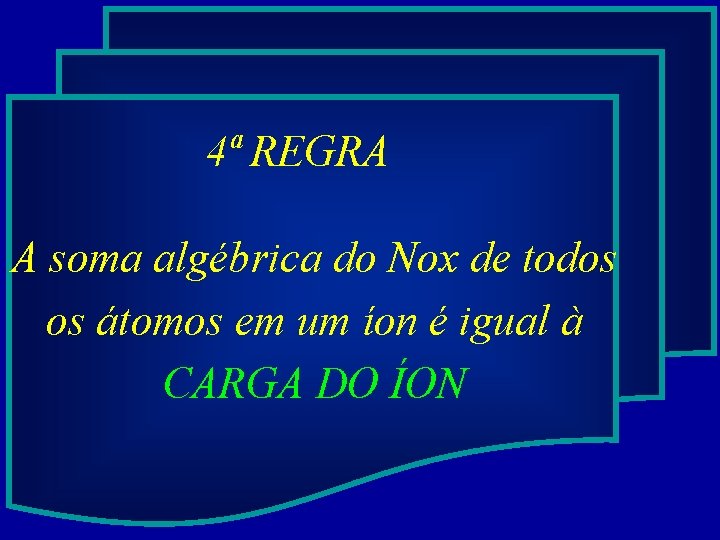 4ª REGRA A soma algébrica do Nox de todos os átomos em um íon