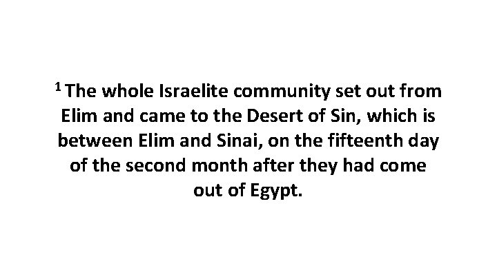 1 The whole Israelite community set out from Elim and came to the Desert