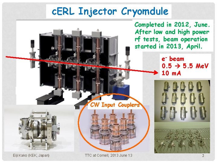c. ERL Injector Cryomdule Completed in 2012, June. After low and high power rf