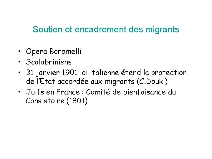 Soutien et encadrement des migrants • Opera Bonomelli • Scalabriniens • 31 janvier 1901