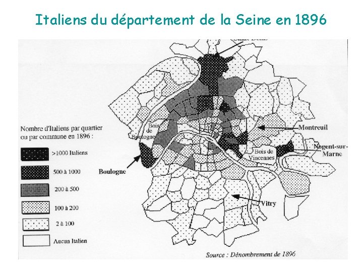 Italiens du département de la Seine en 1896 