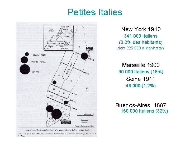 Petites Italies New York 1910 341 000 Italiens (8, 2% des habitants) dont 225
